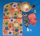 Vintage Barbie * SWIMSUITS * Shoes * Hat * Towel * Hong Kong HEELS * Cute Set!