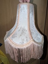 Pink Silk Lampshade Fringed 9x9