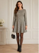 Vintage Charles Talbot Wool Fit & Flare Dress Lace Hem Mid Century Size 2