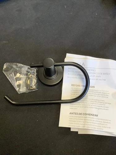 Signature Hardware Toilet Paper Holder Matte Black. SHLETHMB A6 - Picture 1 of 6