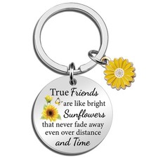 Sunflower Friendship Gifts for Women Best Friend Keychain Small, White