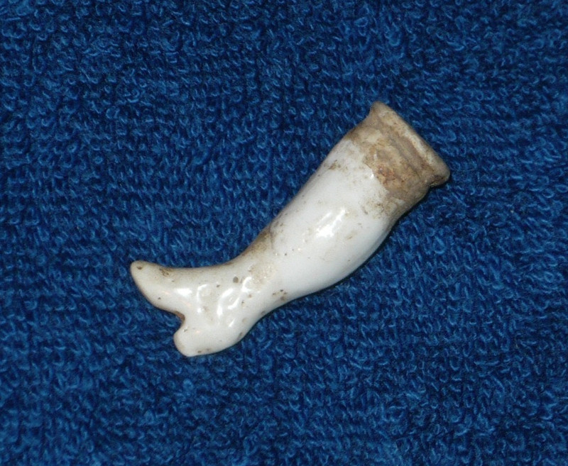 Antique/Victorian? Small Porcelain 1-1/2" Lower Doll Leg ~ Germany?