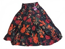 Joe Browns Fascinating Florals Skirt UK 8 Black Red Midi Swing Skirt NWT
