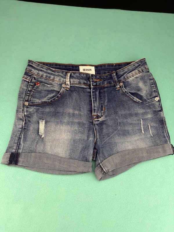 Hudson Girls Mid Rise Jean Shorts Size 16 Blue Stretch Rolled Cuff