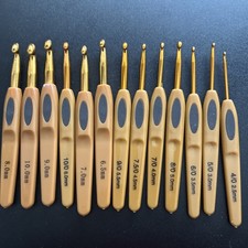 13PCS Ergonomic Crochet Hooks Set Soft Grip Handle Alloy Knitting  Weaving Tool
