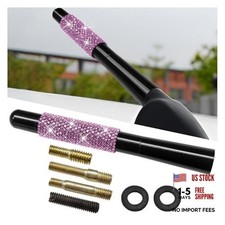 Bling Rhinestone Short Car Antenna, 4.72" Aluminum Alloy Roof Signal Pink