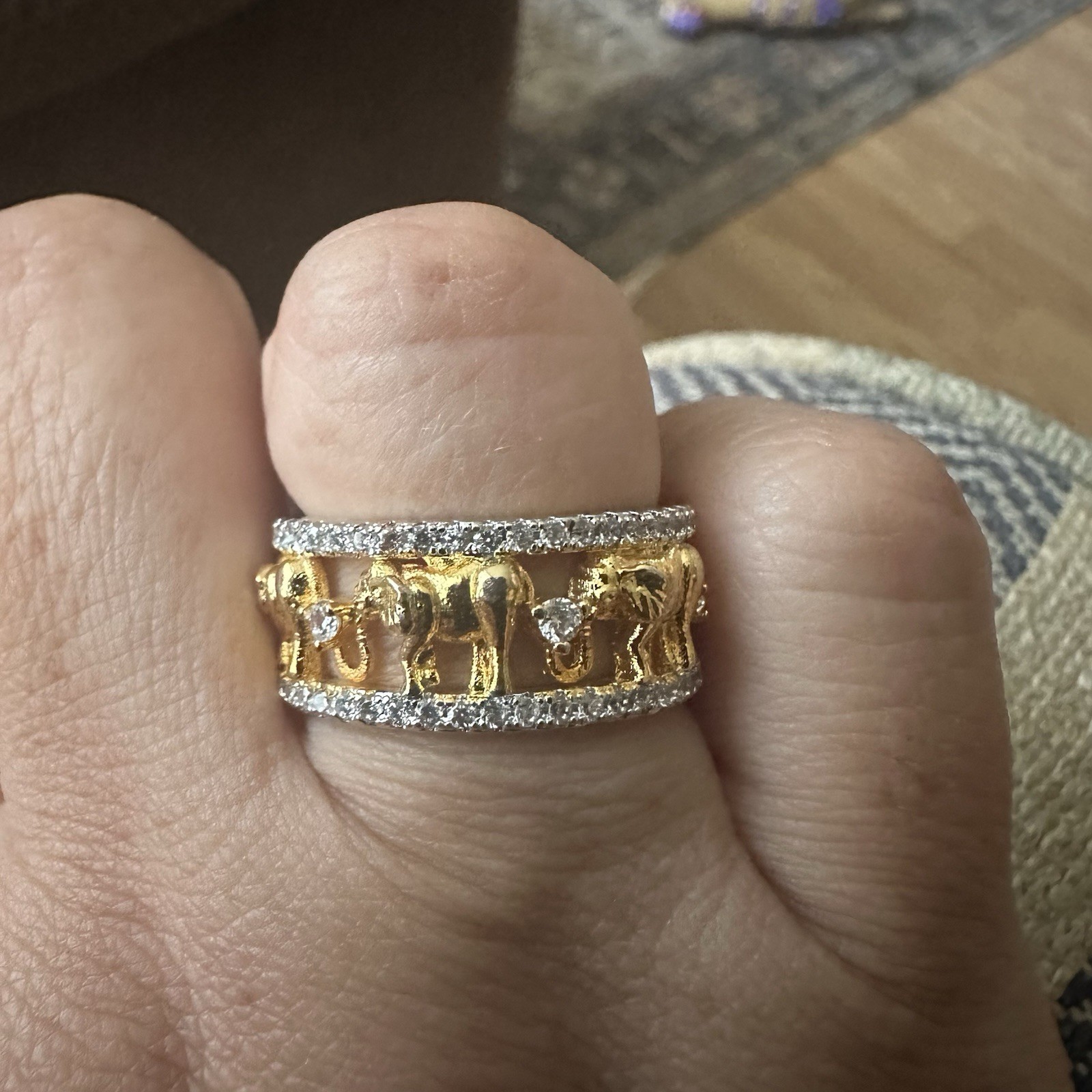 Dramatic Boho Elephant Statement CZ Women’s Ring … - image 1