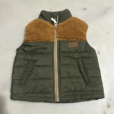 Eddie Bauer Kids 2T Puffer Vest Olive Green Sherpa - Mixed Media Outdoor Vest