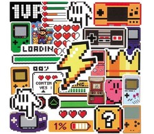50PCS Retro Gaming Stickers Pixel Console Decals Laptop Skateboard Waterproof