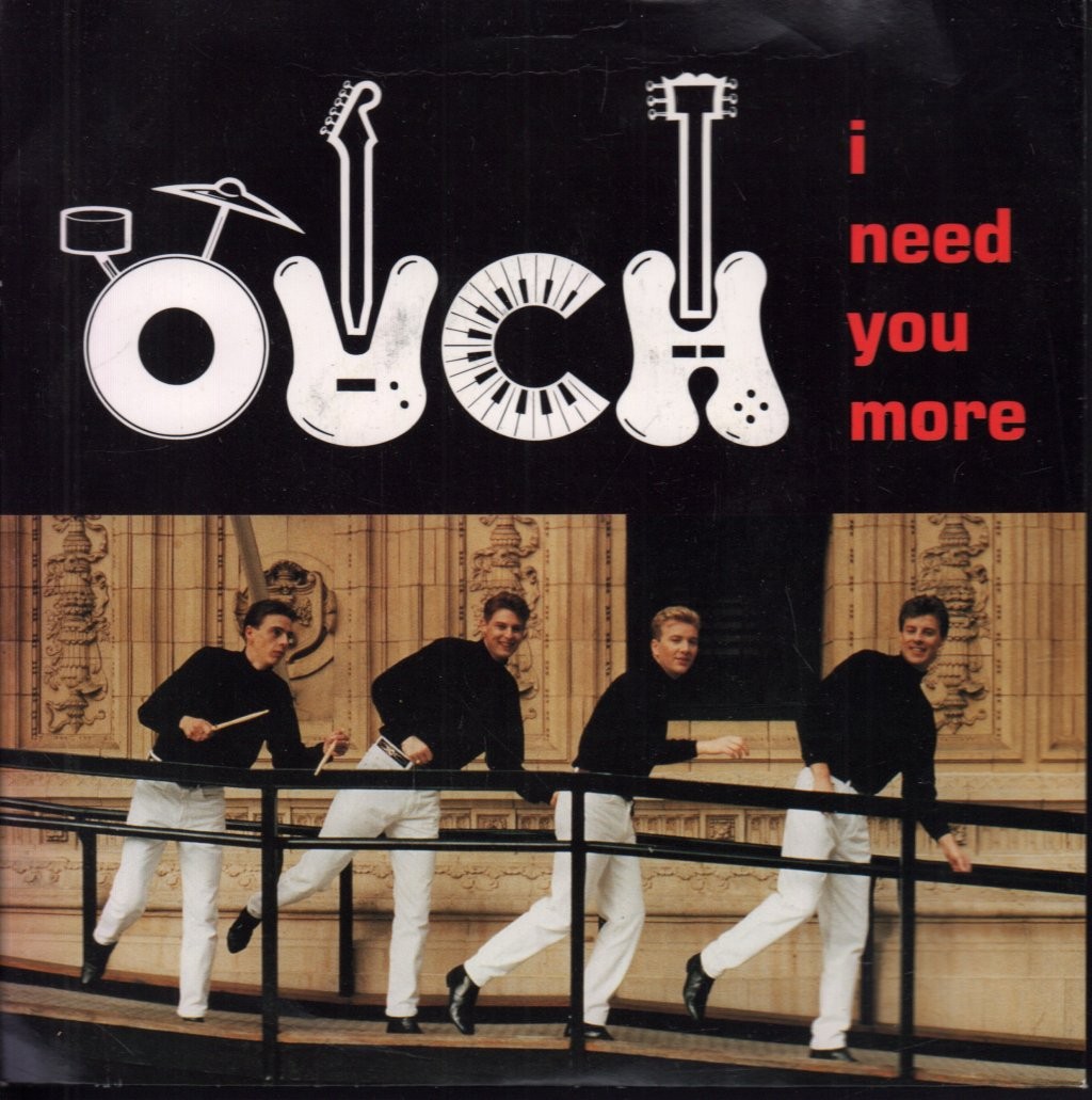 Ouch I Need You More 7"" vinyl UK Cavell 1992 paper label design with card pic