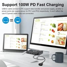 USB-C KVM Switch, KCEVE 2 Ports KVM Type-C Switcher Box Support 4K@60Hz for 2...