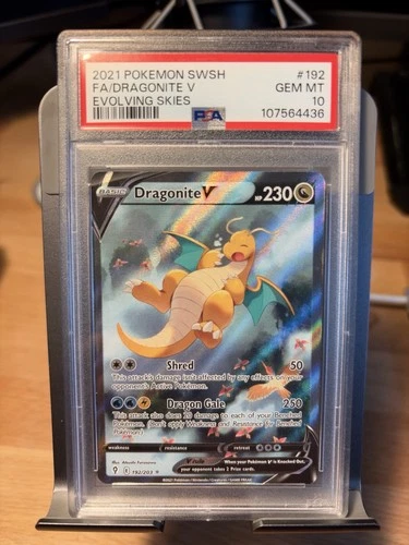 NO RESERVE - 2021 Pokémon SWSH Dragonite V Evolving Skies 192/203 PSA 10