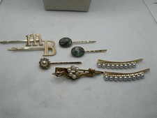 Lot Of 8 Sparkly Hair Barrettes Clip Pins Vintage Pearl