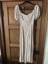 Reformation Maylah puff sleeve midi dress floral size 2 Spring Wedding Cocktail