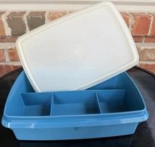 Vintage Tupperware 767-2 Blue Stow-N-Go Craft Storage Container 2 Piece