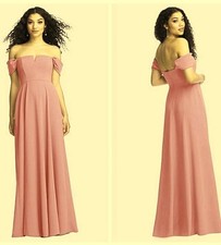 Dessy Collection Powder Pink Off the Shoulder Crepe Gown Size 14 277 3124
