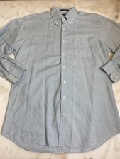 Paul Fredrick 17 33 Slim Fit Dress Shirt Blue Check Long Staple Cotton Button Fr