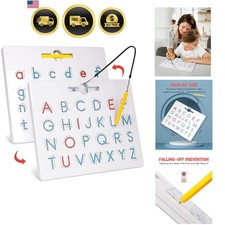 Double Sided Magnetic Letter Board - 2 in 1 Alphabet Magnets Tracing Board fo...