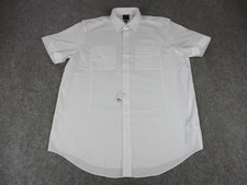 Brooks Brothers Shirt Mens 18 White Pilot Uniform Short Sleeve Button Up