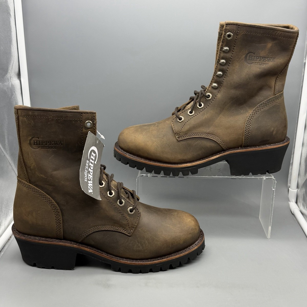 Chippewa leather Logger lace up boots men size 9 Wide Chippewa 8 main image 4