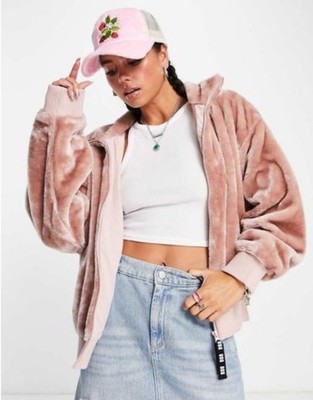 UGG Women Pale Pink Velvet Laken Mock Neck Coat Jacket Cliff Size S