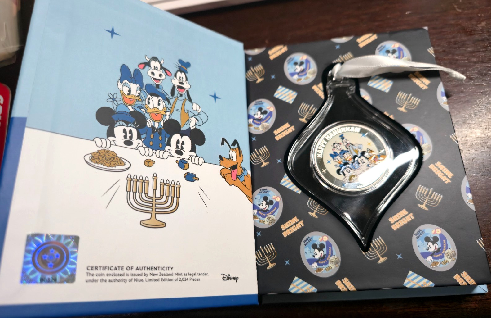 2024 Disney Season's Greetings 2024 - Happy Hanukkah Coin- 1oz Silver Proof Coin