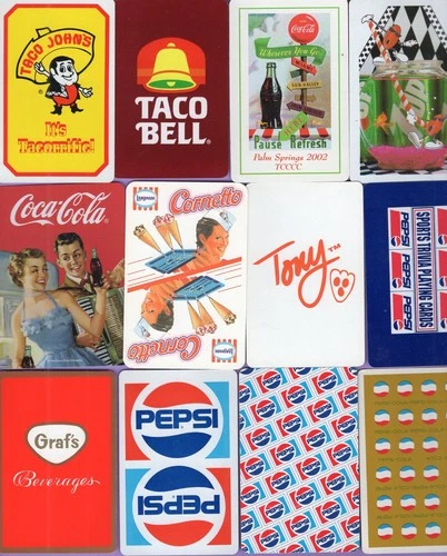 12 Single Swap Playing Card ADS FOOD DRINK SODA POP COKE TACO PEPSI SOME VINTAGE