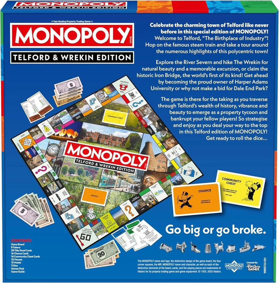 Winning Moves Telford & Wrekin Monopoly Board Game Ages 8+ 2-6 Players - Image 3 of 4