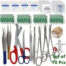 First Aid Trauma Kit Pack Medical Supply Refill Items Instuments - 70 Pcs