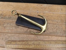 Antique / Vintage Brass Ships Anchor Paperweight /Desk Ornament on wooden base .