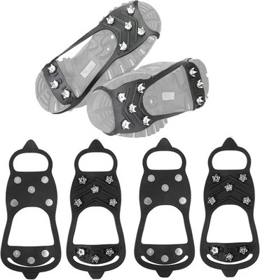 1-2 Pairs Non Slip Gripper Spikes for Shoes Ice Traction 8 Steels-2 pairs-M+L
