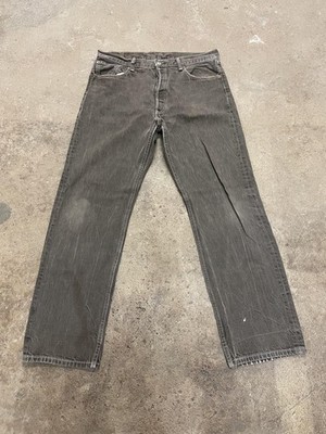 Levis 501 xx Jeans Mens 36x34 Gray Charcoal Regular Fit Straight Leg Button Fly