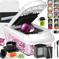 12 Blade All-In-1 Vegetable Chopper Mandoline Slicer with Container, Spiralizer