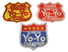 Vintage Lot of 3 Duncan Yo-Yo Contest Embroidered Patches (unused)