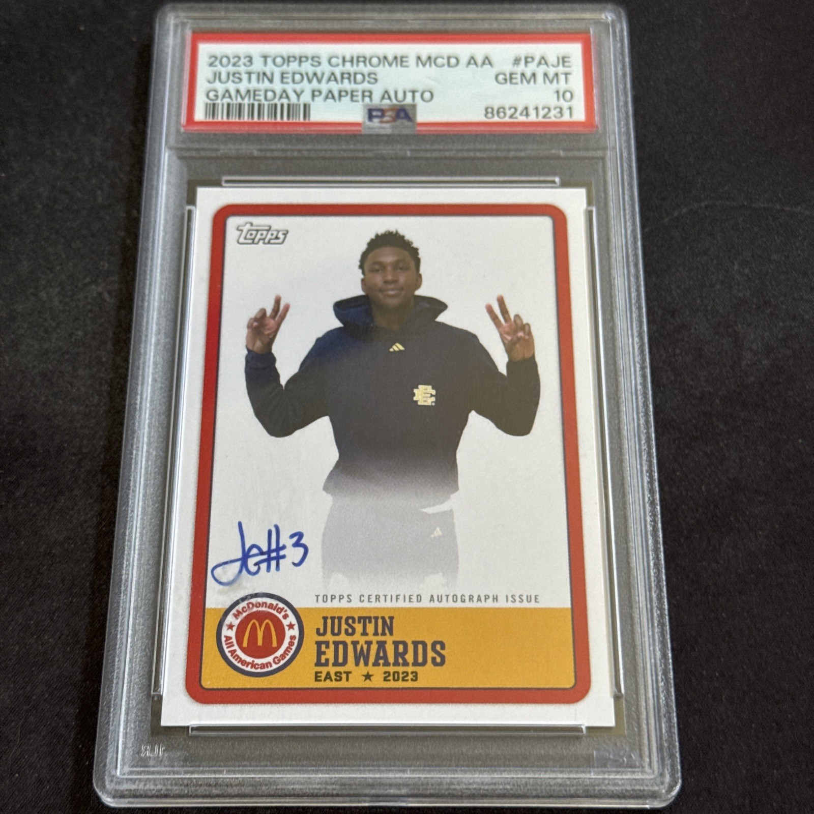 2023 Topps Chrome McDonald's All American Paper Auto Justin Edwards Psa 10 Pop 9
