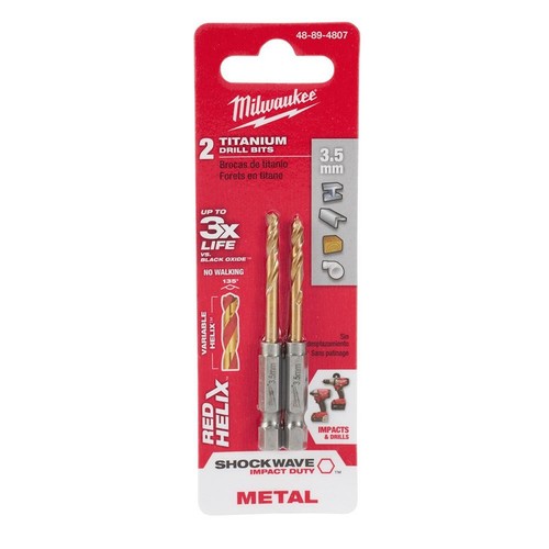 Milwaukee 48-89-4807 3.5mm SHOCKWAVE Impact Duty RED HELIX Titanium Drill Bit
