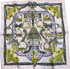 HERMES Scarf Carre 45 ETRIERS Pink Multicolor Silk Women's Made in France w/Box