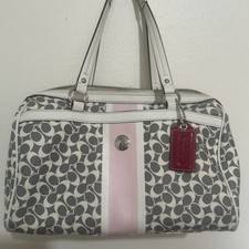 Coach Signature Peyton White/Grey/Pink Satchel, Exelent condition