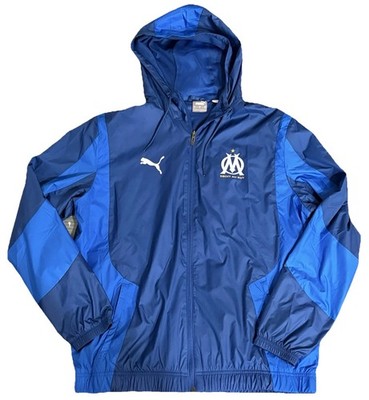 Men's Blue Olympique Marseille 2023/24 Pre-Match Anthem Full-Zip Hoodie Jacket L