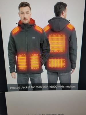 KABCON MENS HEATED JACKET Soft Shell Mens MED Removeable Hood With Battery 