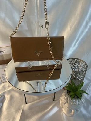 Authentic PRADA Leather Long Wallet with COA and Unbranded Chain