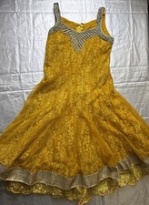 Indian Pakistani Kids Girls Mustard Yellow Dress Desi Ethnic Party Wear
