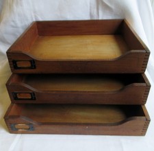 3 x Large Vintage Wooden Haberdashery Unit Drawers Filing Trays Storage Display