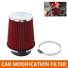 Red 376mm High Flow Inlet Dry Air Filter Cold Air Intake Cone Replacement