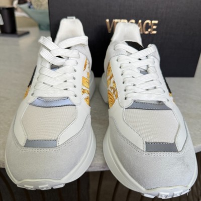 VERSACE‎ 1011942 Barocco White Leather Sneakers, Size 44 VERSACE 1011942 Barocco White Leather Sneakers, Size 44 | eBay main image 3
