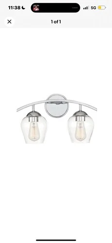 Savoy House16 in. W x 9.87 in. H 2-Light Chrome Bathroom Vanity Light with Cle - Picture 1 of 5