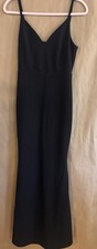 LULUS Black Mermaid Spaghetti Strap Peek A Boo Back Detail Full Gown Black Small