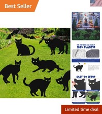 Outdoor Halloween Decoration Set: 6 Black Cats, Glow Eyes  28 Stunning Bats