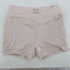 Justice Girls Light Pink Nylon Spandex Crossover Waist Dance Shorts- Small 7/8 