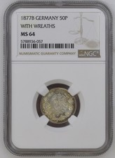 Münze Kaiserreich 50 Pfennig 1877 B Jaeger 8 NGC MS 64 toll erhalten nswleipzig